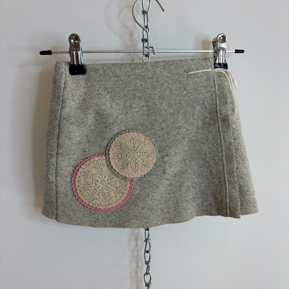 Baby Dior Gray Skirt with Embroidered Details